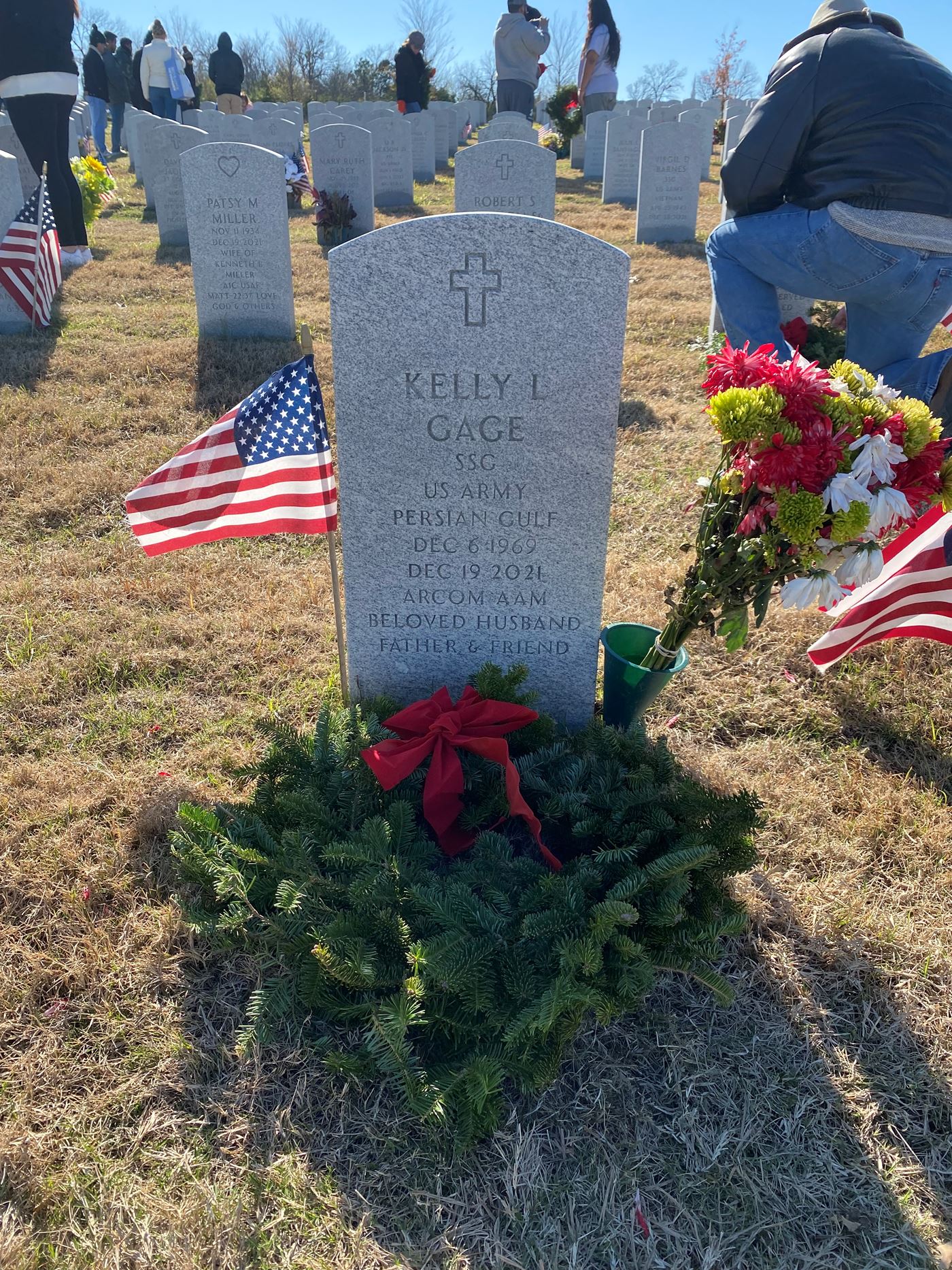 <i class="material-icons" data-template="memories-icon">stars</i><br/>Kelly Gage, Army, SSG<br/>Born 12/6/1969<br/>Passed on 12/19/2021<br/>Posted by: Kelly  Guerra<br/><div class='remember-wall-long-description'></div><a class='btn btn-primary btn-sm mt-2 remember-wall-toggle-long-description' onclick='initRememberWallToggleLongDescriptionBtn(this)'>Learn more</a>