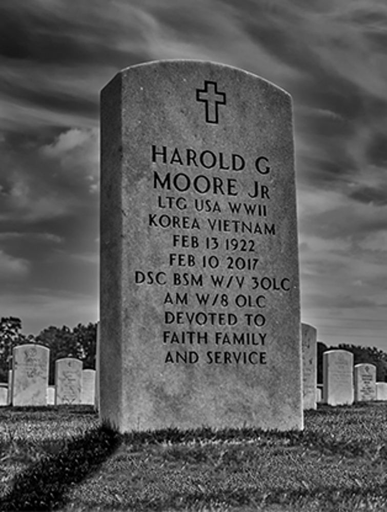 <i class="material-icons" data-template="memories-icon">chat_bubble</i><br/>Harold G Moore Jr, Army, LTG<br/>Born 2/13/1922<br/>Passed on 2/10/2017<br/>Posted by: Dan P. Brodt<br/><div class='remember-wall-long-description'>In Memory Of Harold G Moore, Jr.LTG USA WWII, Korea &amp; VietnamDSC BSM W/V 30LCDevoted to Faith Family and Service</div><a class='btn btn-primary btn-sm mt-2 remember-wall-toggle-long-description' onclick='initRememberWallToggleLongDescriptionBtn(this)'>Learn more</a>