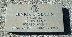 <i class="material-icons" data-template="memories-icon">chat_bubble</i><br/>Junior Bell Gladin<br/><div class='remember-wall-long-description'>Junior Bell Gladin Private First Class United States Army World War I June 28th, 1891 - July 12th, 1970</div><a class='btn btn-primary btn-sm mt-2 remember-wall-toggle-long-description' onclick='initRememberWallToggleLongDescriptionBtn(this)'>Learn more</a>