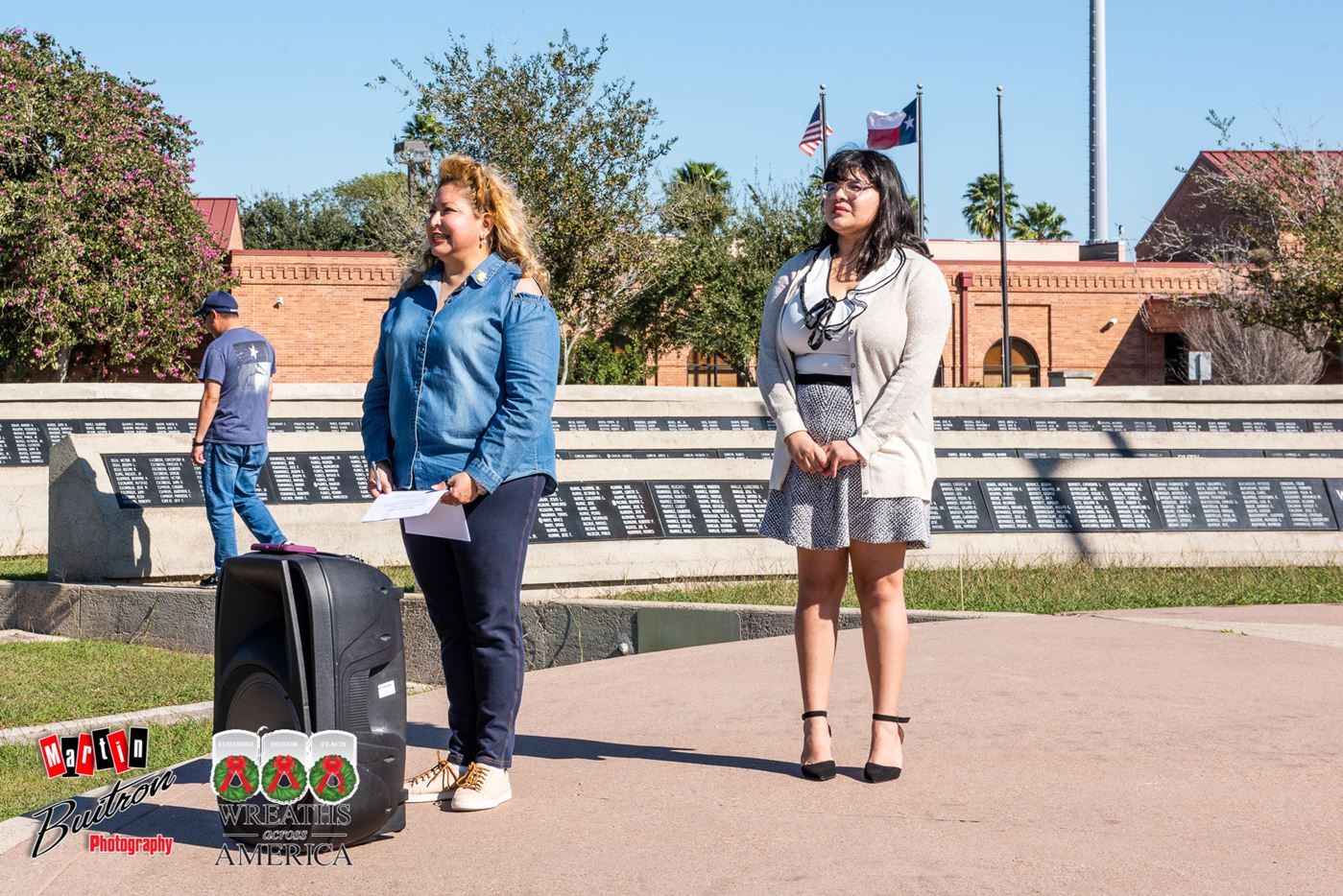 A James Pace Women's Honor Choir volunteer, sang the National Anthem