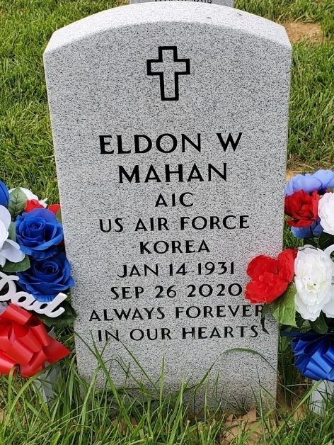 <i class="material-icons" data-template="memories-icon">cloud</i><br/>Eldon Mahan, Air Force, A1c<br/>Born 1/14/1931<br/>Passed on 9/26/2020<br/>Posted by: patti bullington<br/><div class='remember-wall-long-description'>Always and forever in our hearts!!
Love and miss you so much!</div><a class='btn btn-primary btn-sm mt-2 remember-wall-toggle-long-description' onclick='initRememberWallToggleLongDescriptionBtn(this)'>Learn more</a>