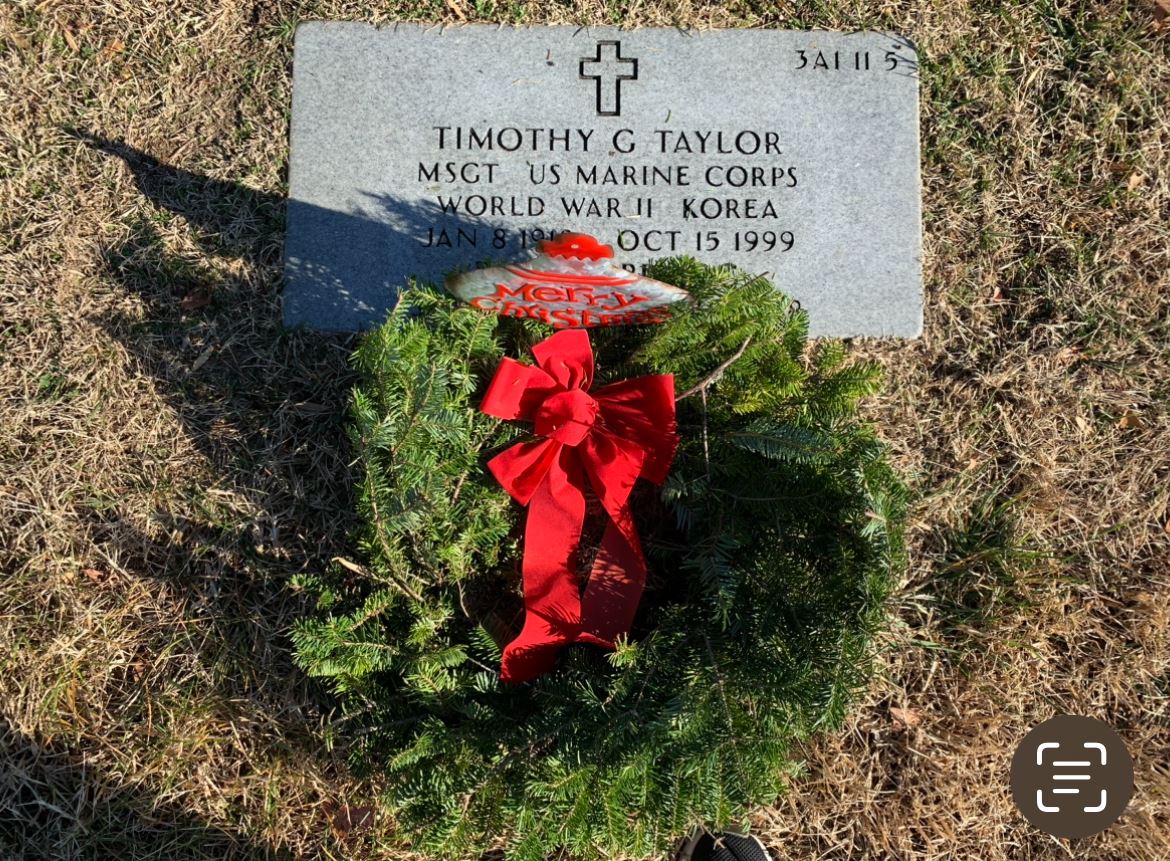 <i class="material-icons" data-template="memories-icon">account_balance</i><br/>Timothy  Taylor , Marine Corps, MSGT<br/>Born 1/8/1918<br/>Passed on 10/15/1999<br/>Posted by: Marsha Trimmer<br/><div class='remember-wall-long-description'>
 In memory of my Father..
 MSGT Timothy G Taylor</div><a class='btn btn-primary btn-sm mt-2 remember-wall-toggle-long-description' onclick='initRememberWallToggleLongDescriptionBtn(this)'>Learn more</a>