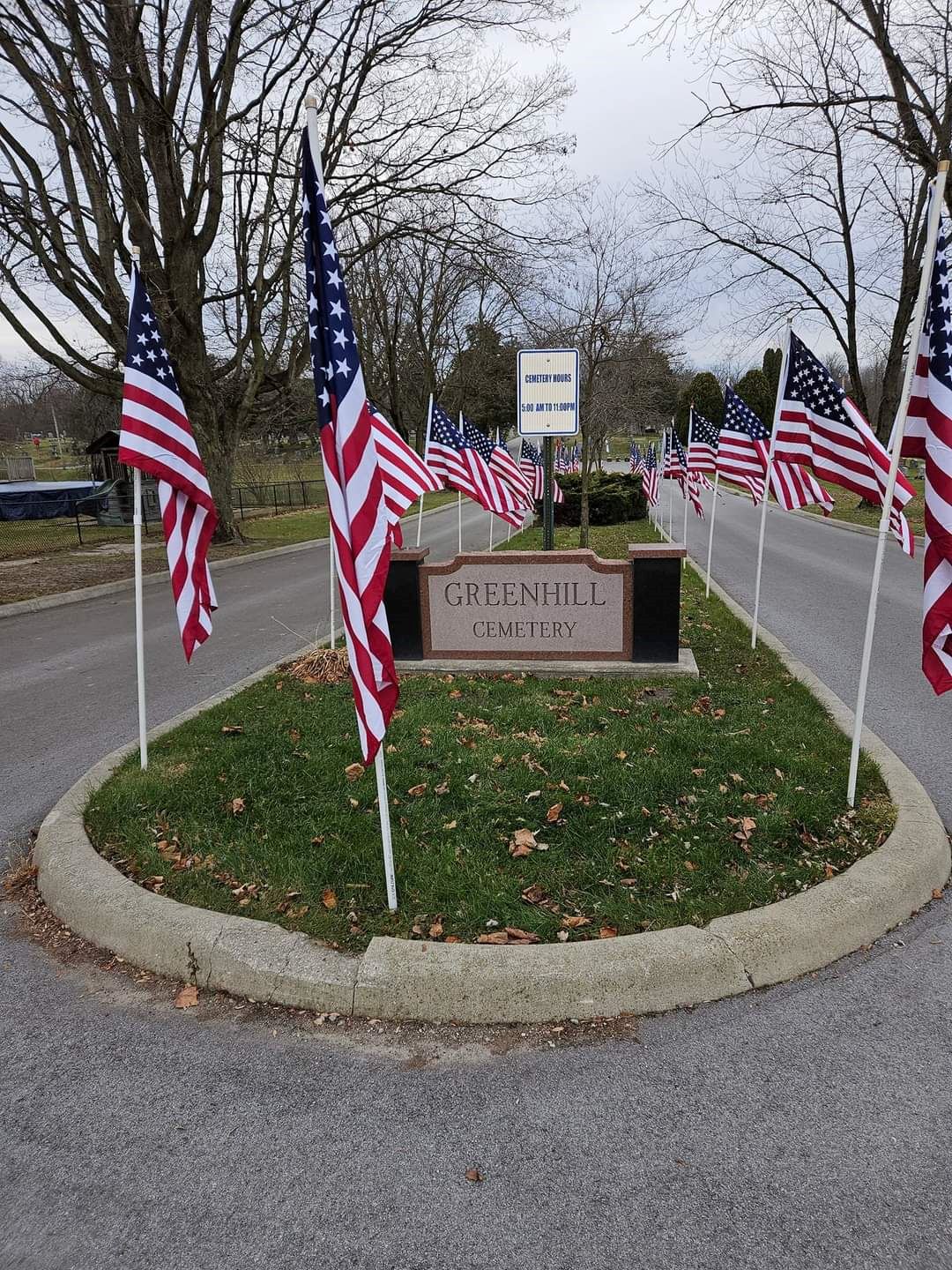 Local VFW Post 5582, Commander Nick Zimmerman lined the entrance with American Flags as part of the ceremony.&nbsp; Behind our ceremonial wreaths they also posted each Branch Flags and POW/MIA.<br>