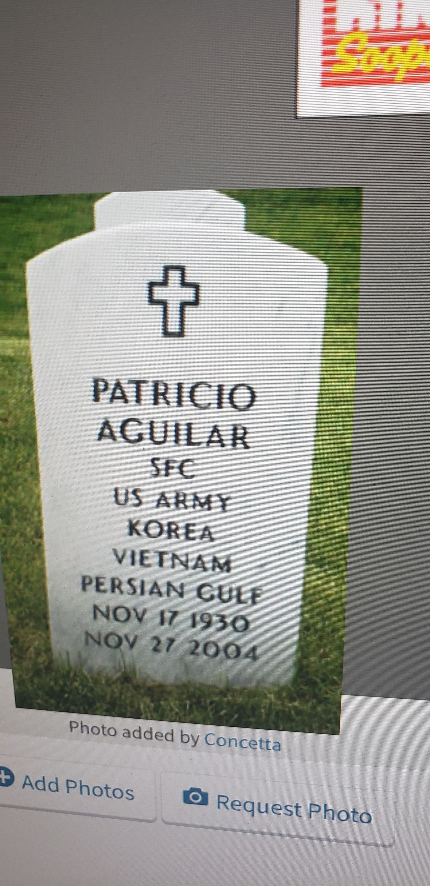 <i class="material-icons" data-template="memories-icon">cloud</i><br/>Patricio Aguilar, Army<br/><div class='remember-wall-long-description'>Dad, Thank you for your service. You are loved and missed.</div><a class='btn btn-primary btn-sm mt-2 remember-wall-toggle-long-description' onclick='initRememberWallToggleLongDescriptionBtn(this)'>Learn more</a>