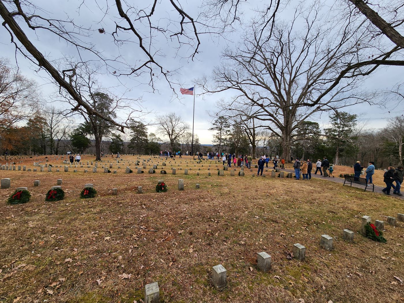 444 wreaths placed among the confederate burial trenches and the graves within the cemetery - honoring and remembering all Americans who gave ALL and teaching our youth