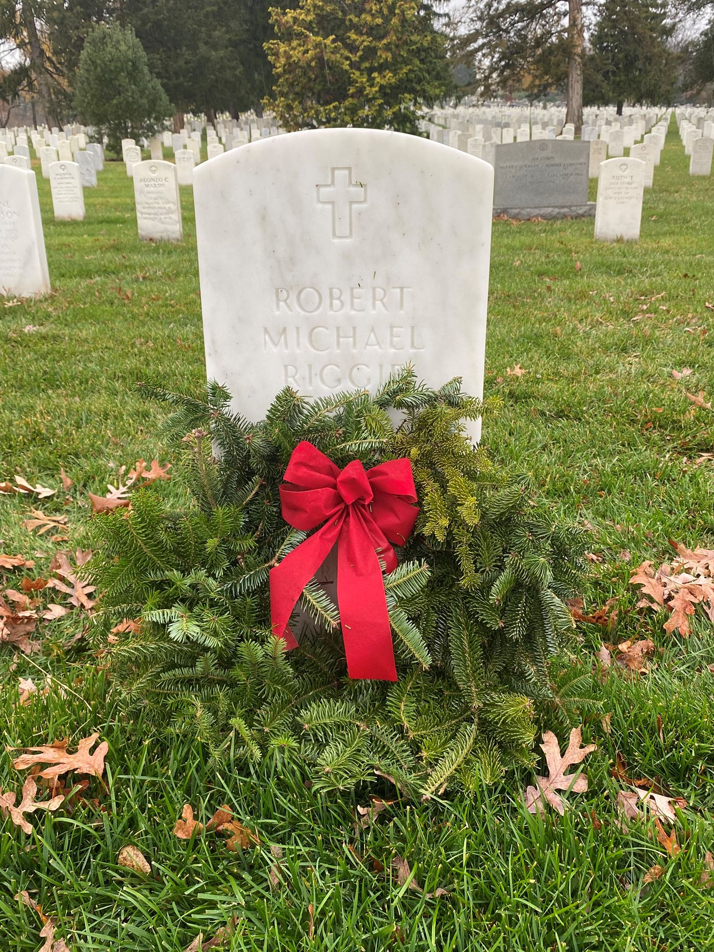 <i class="material-icons" data-template="memories-icon">account_balance</i><br/>Robert Michael Riggie, Army<br/>Posted by: Mary Christine Coene<br/><div class='remember-wall-long-description'>Miss on Your 1st Christmas in Arlington
Love Forever
Your Sister & Brothers</div><a class='btn btn-primary btn-sm mt-2 remember-wall-toggle-long-description' onclick='initRememberWallToggleLongDescriptionBtn(this)'>Learn more</a>