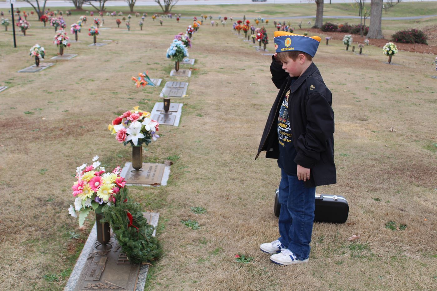 Ian Scott Turner  Sons Of The American Legion Squadron 77 Renders Salute to A Veteran after laying wreath