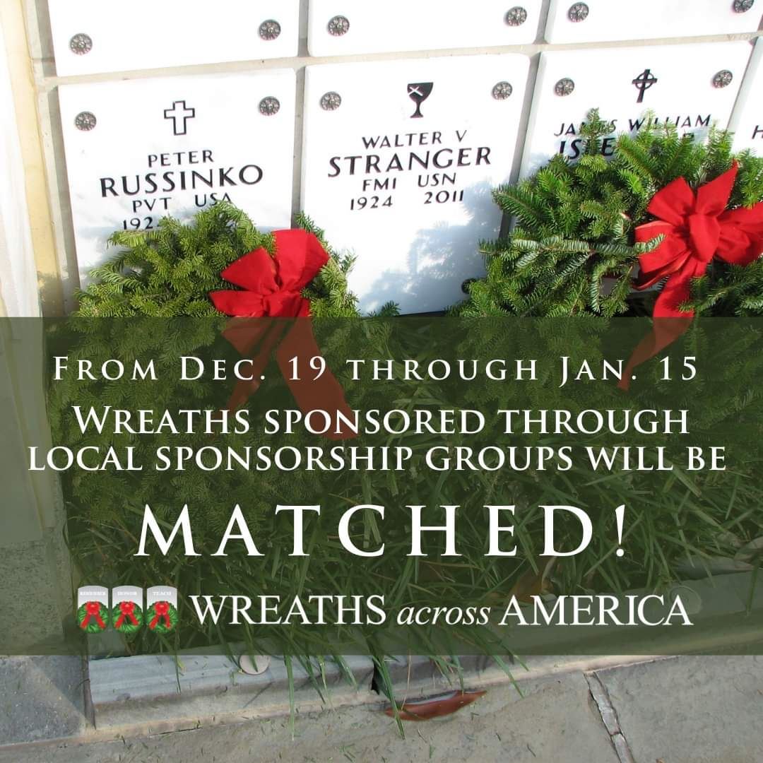 Sponsor wreaths for the WAA 2021 Ceremony through one of our sponsorship groups between Dec 19, 2020 - Jan 15, 2021, and your sponsorship will double.