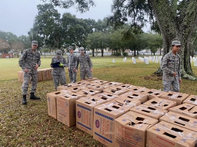 Cadets prepare wreaths, ensuring each grave is remembered during Wreaths Across America.