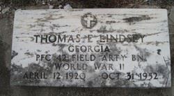 <i class="material-icons" data-template="memories-icon">chat_bubble</i><br/>Thomas E. Lindsey<br/><div class='remember-wall-long-description'>Thomas E. Lindsey Private First Class 42nd Field Artillery Battalion United States Army World War II April 12th, 1920 - October 31, 1952</div><a class='btn btn-primary btn-sm mt-2 remember-wall-toggle-long-description' onclick='initRememberWallToggleLongDescriptionBtn(this)'>Learn more</a>