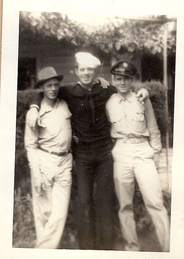 Brothers Ed (civilian) and El, (Navy) brother-in-law and best buddy Merl Jones (army)