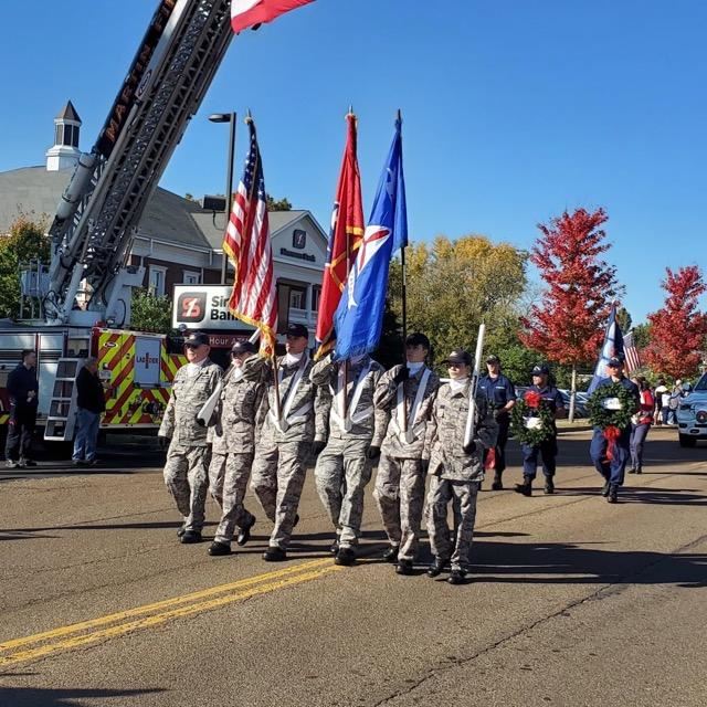 Members of the Everette-Stewart Composite Squadron served as the Honor Guard and lead the way.