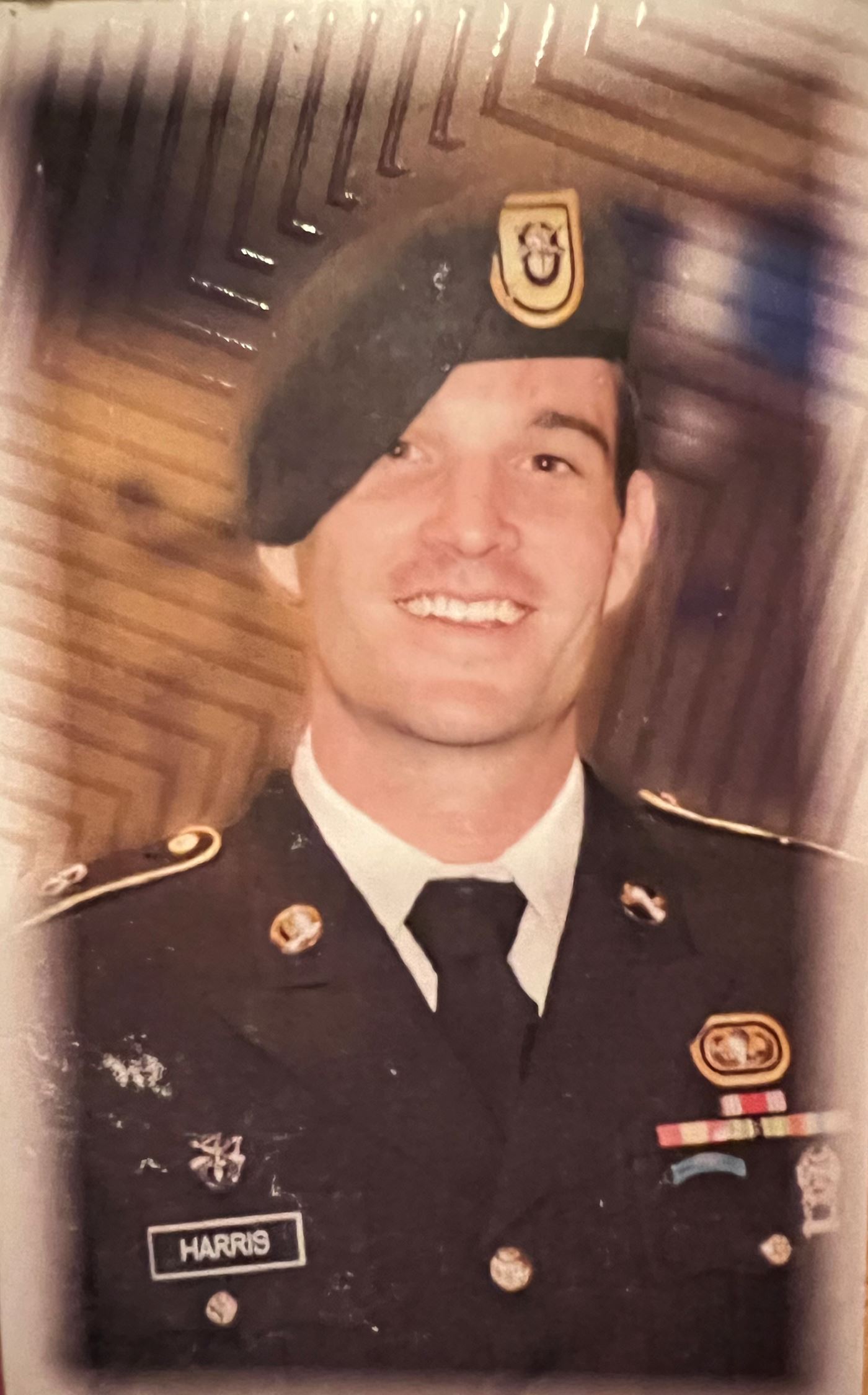 <i class="material-icons" data-template="memories-icon">chat_bubble</i><br/>Donald W. Harris<br/><div class='remember-wall-long-description'>To our Green Beret; we miss you so much. Not a day goes by that we don’t think of you. We are so proud of you and your accomplishments. Thank you for serving your country with honor. We love you. Until we meet again. Love Mom and Dad</div><a class='btn btn-primary btn-sm mt-2 remember-wall-toggle-long-description' onclick='initRememberWallToggleLongDescriptionBtn(this)'>Learn more</a>