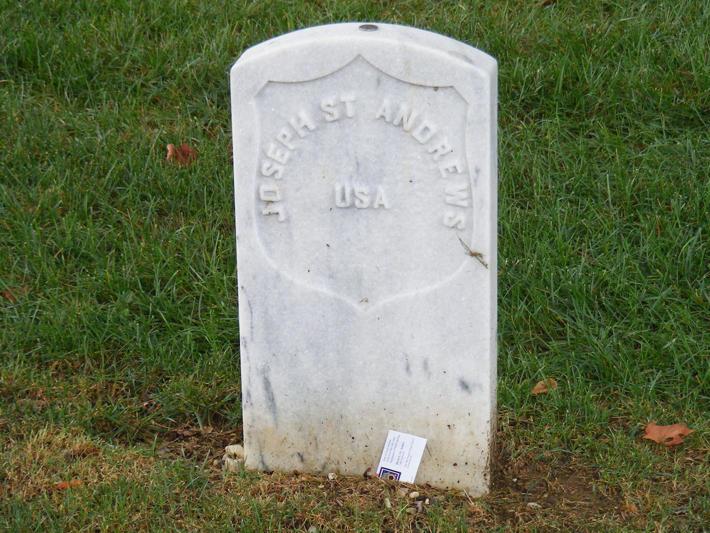 <i class="material-icons" data-template="memories-icon">account_balance</i><br/>Joseph St. Andrews, Army<br/><div class='remember-wall-long-description'>2019--PVT Joseph St. Andrews, 12th US Infantry, Civil War. POW Battle of Globe Tavern 1864. Died of illness due to Confederate mistreatment on October 13th, 1864, age 18, in Annapolis Army hospital. Buried the same day. He fought and died to preserve the Union. Uncle Joseph, rest in peace with honor--he is not forgotten!</div><a class='btn btn-primary btn-sm mt-2 remember-wall-toggle-long-description' onclick='initRememberWallToggleLongDescriptionBtn(this)'>Learn more</a>