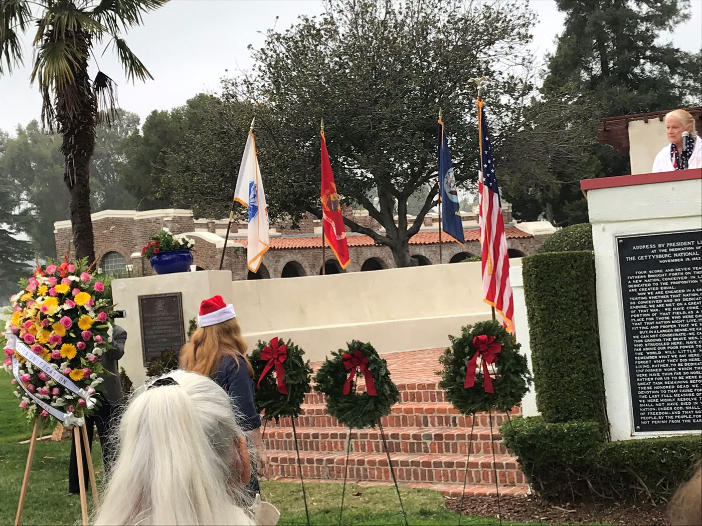 This is when they placed wreaths for each branch of the military services, they had a couple special floral ones placed
for the day.