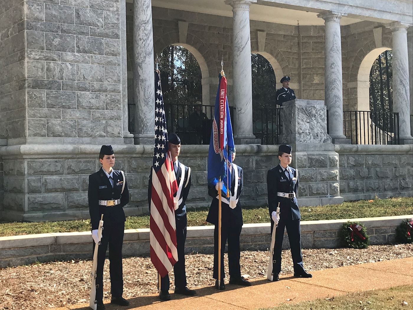 Color Guard at attention at welcome ceremony.