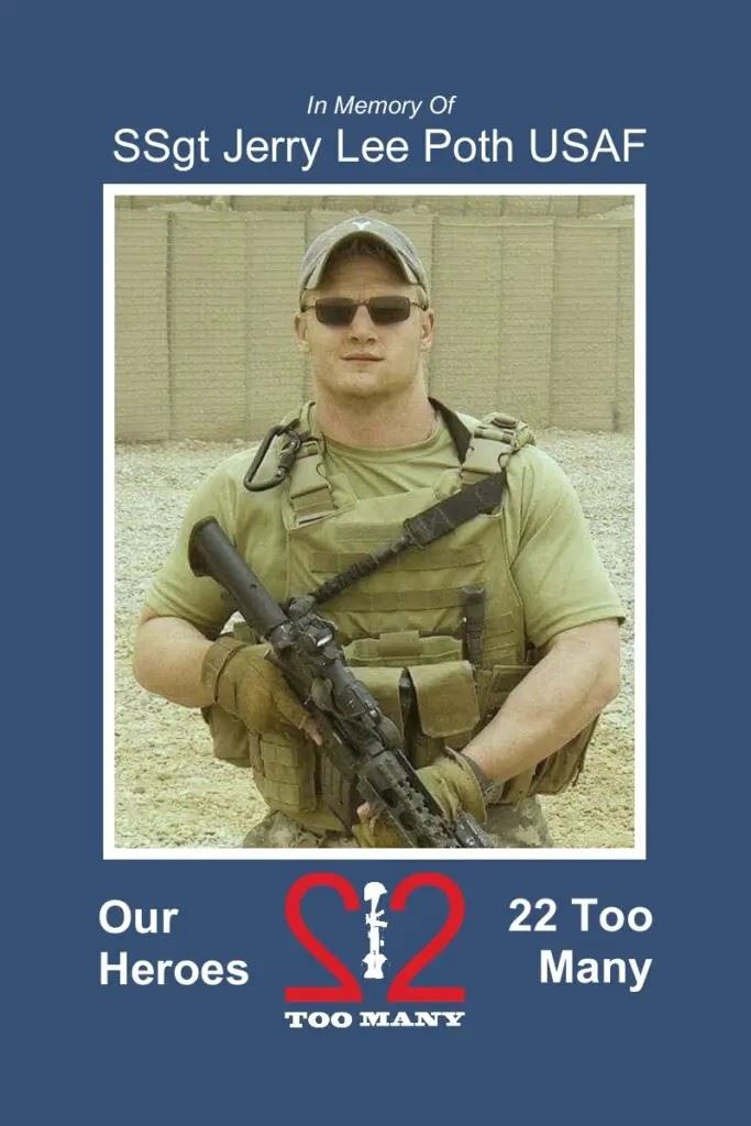 <i class="material-icons" data-template="memories-icon">chat_bubble</i><br/>Jerry Lee Poth<br/><div class='remember-wall-long-description'>In Memory of SSgt Jerry Lee
‘Jer; Poth, USAF

#22TooMany#OurHeroesare#NeverForgotten</div><a class='btn btn-primary btn-sm mt-2 remember-wall-toggle-long-description' onclick='initRememberWallToggleLongDescriptionBtn(this)'>Learn more</a>