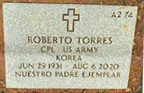 <i class="material-icons" data-template="memories-icon">message</i><br/>Roberto Torres, Army, Corporal<br/>Served from 1951 to 1953<br/>Born 6/29/1931<br/>Passed on 8/6/2020<br/>Posted by: Robert Torres<br/><div class='remember-wall-long-description'>i miss you dear Dad - and remember your selfless love and kindness to your children.</div><a class='btn btn-primary btn-sm mt-2 remember-wall-toggle-long-description' onclick='initRememberWallToggleLongDescriptionBtn(this)'>Learn more</a>