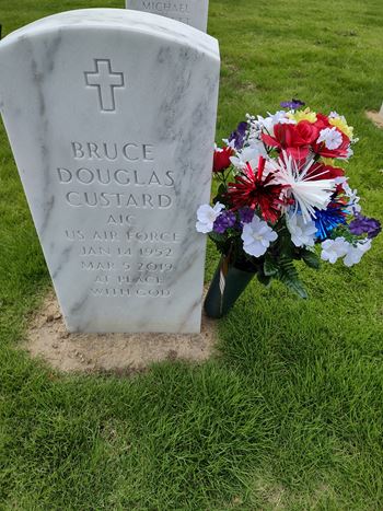 <i class="material-icons" data-template="memories-icon">message</i><br/>Bruce  Custard , Air Force<br/><div class='remember-wall-long-description'>
  In honor of those who served to protect us.</div><a class='btn btn-primary btn-sm mt-2 remember-wall-toggle-long-description' onclick='initRememberWallToggleLongDescriptionBtn(this)'>Learn more</a>