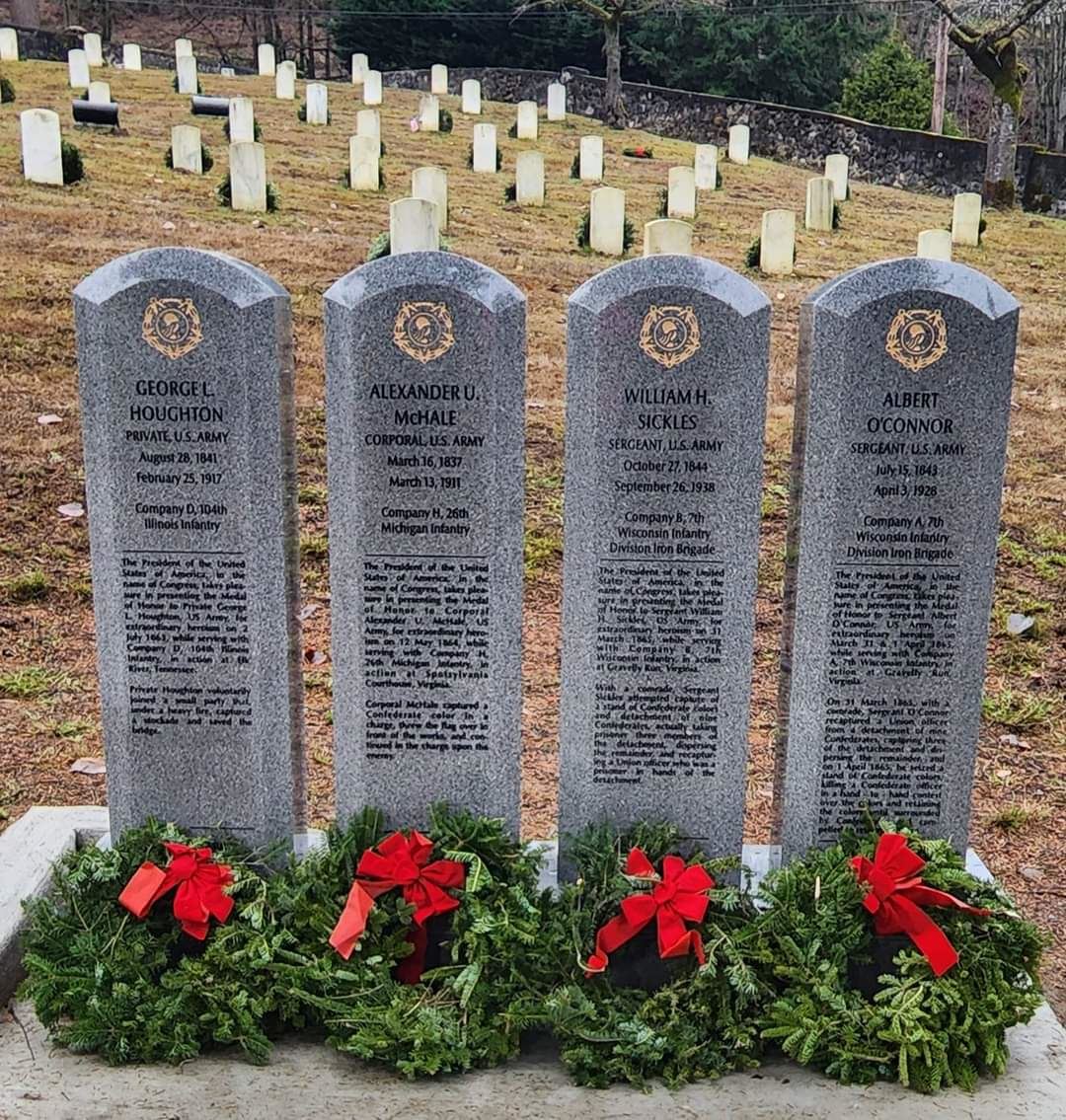 This newly dedicated Medal of Honor Monument at the WA Soldier's Home Cemetery was honored with Wreaths for the first time.