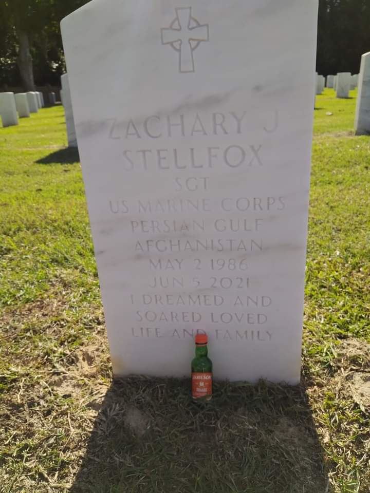 <i class="material-icons" data-template="memories-icon">message</i><br/>Zachary Stellfox, Marine Corps<br/><div class='remember-wall-long-description'>You left us to soon, but you left behind a legacy of love for family and friends. WE will do our best to live up to that legacy. Miss you every day. Love you Mom & Dad</div><a class='btn btn-primary btn-sm mt-2 remember-wall-toggle-long-description' onclick='initRememberWallToggleLongDescriptionBtn(this)'>Learn more</a>