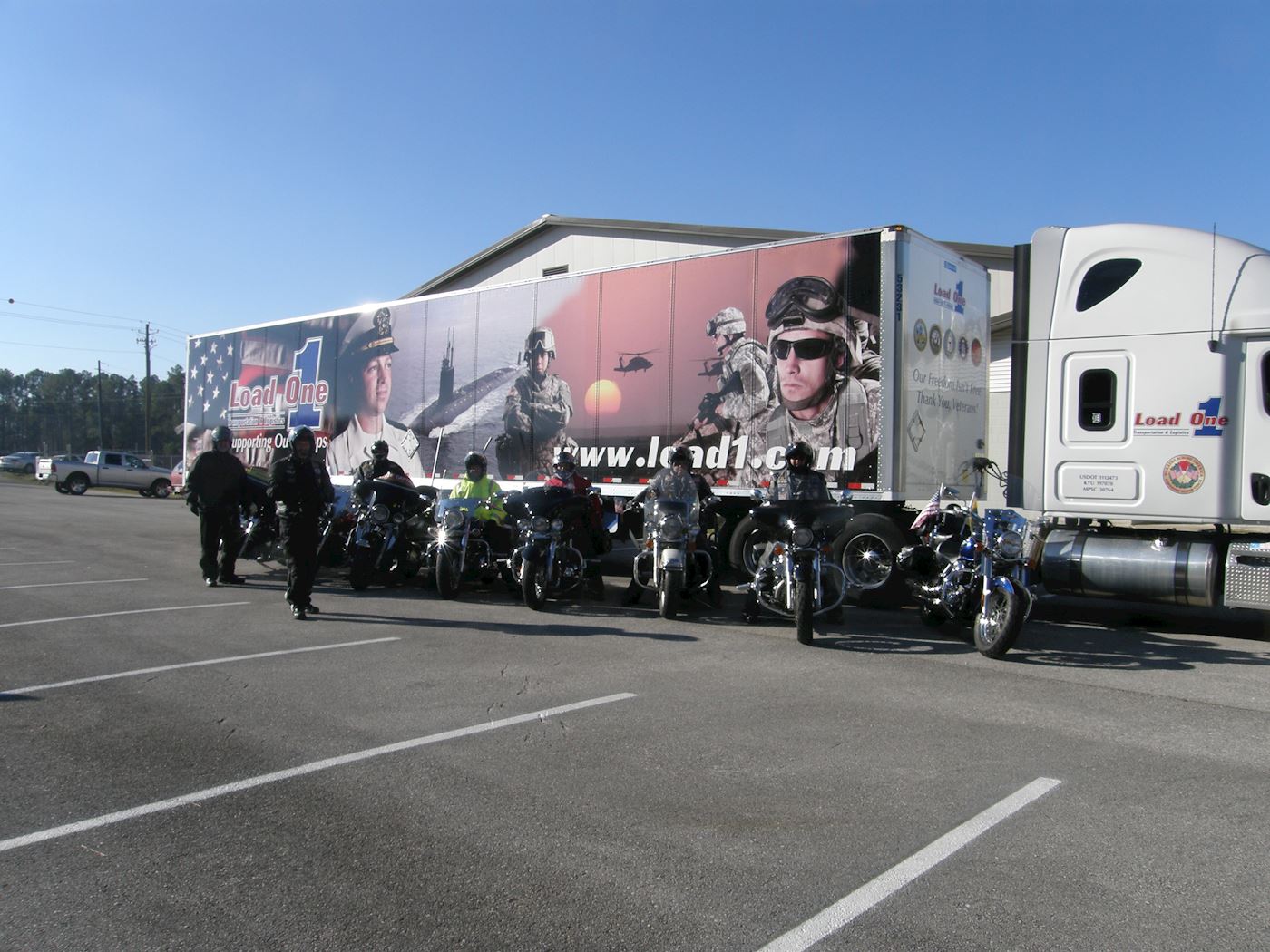Patriot Guard motorcycle riders usually escort trucks bringing Christmas Wreaths from the Worcester Wreath Company of Harrington, Maine, to Fort McClellan, Ala., for the annual Wreaths Across America Wreath Laying Ceremony. 