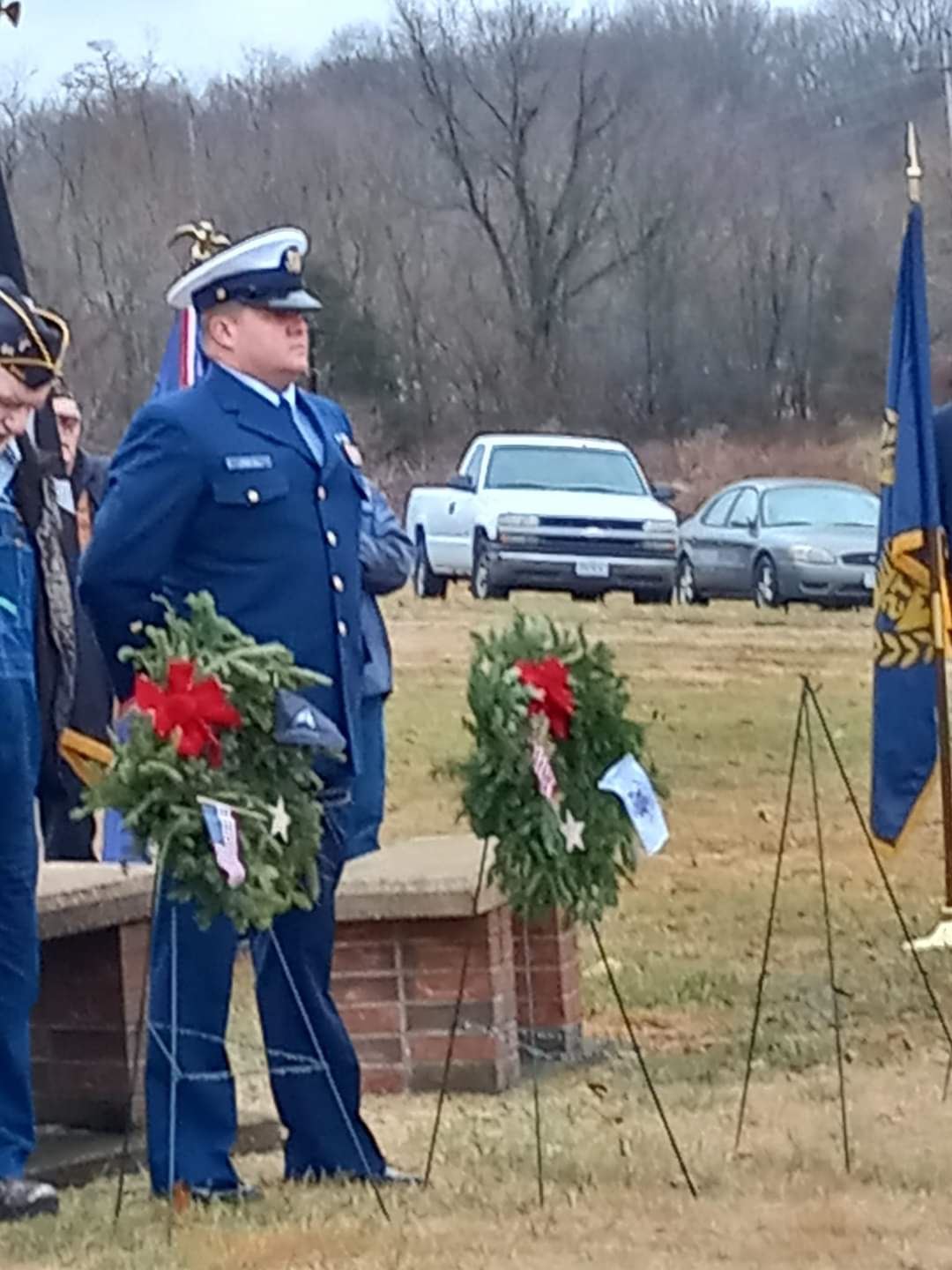 United States Coast Guard Veteran, Kent Breese, Mtn. View, Missouri placed their Ceremonial Wreath<br>