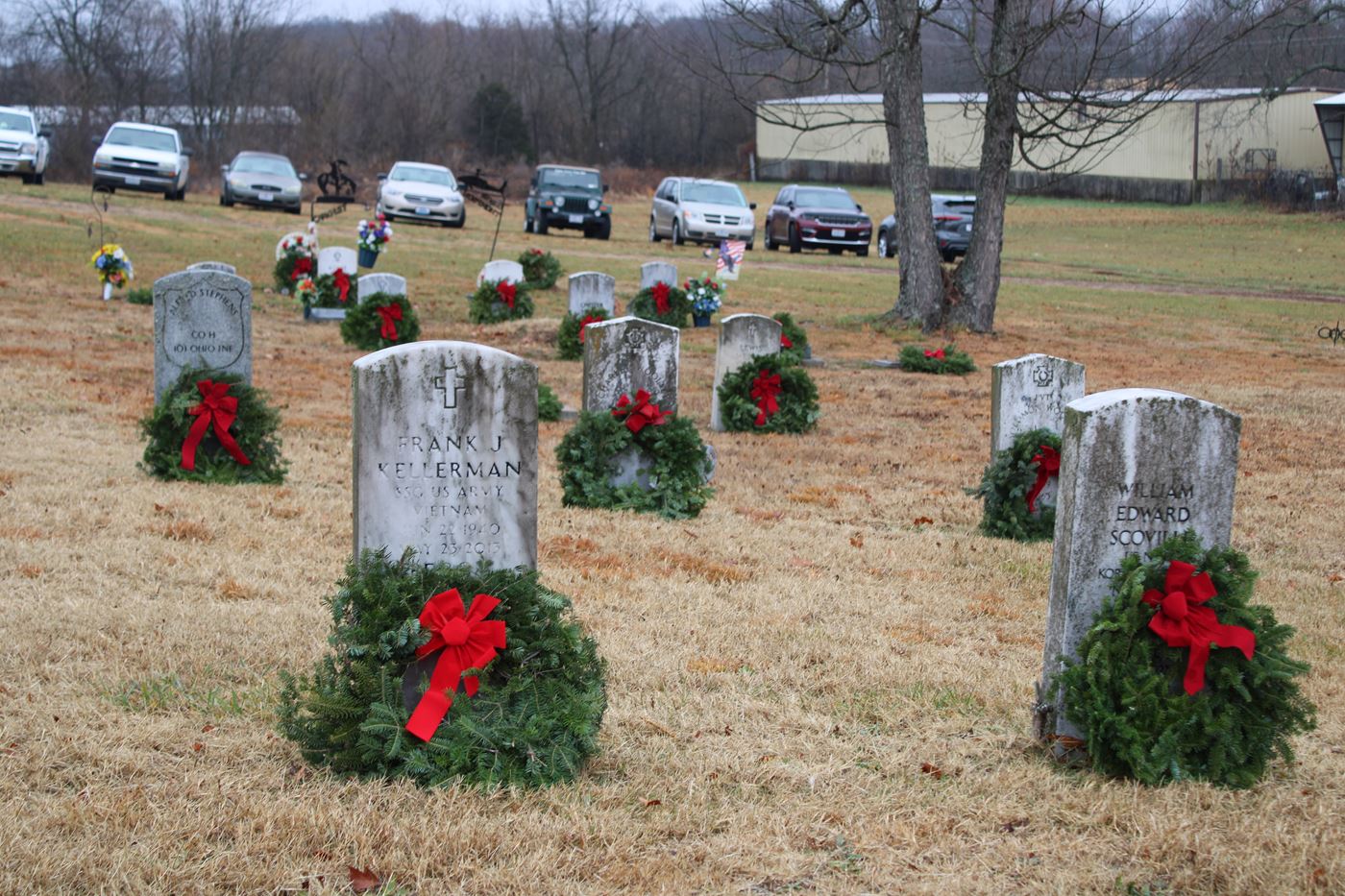 All 199 graves at the Veterans Memorial Cemetery, Mtn. View, Missouri had a wreath placed on their grave by volunteers helping with Wreaths Across America on Saturday, December 16, 2023<br>