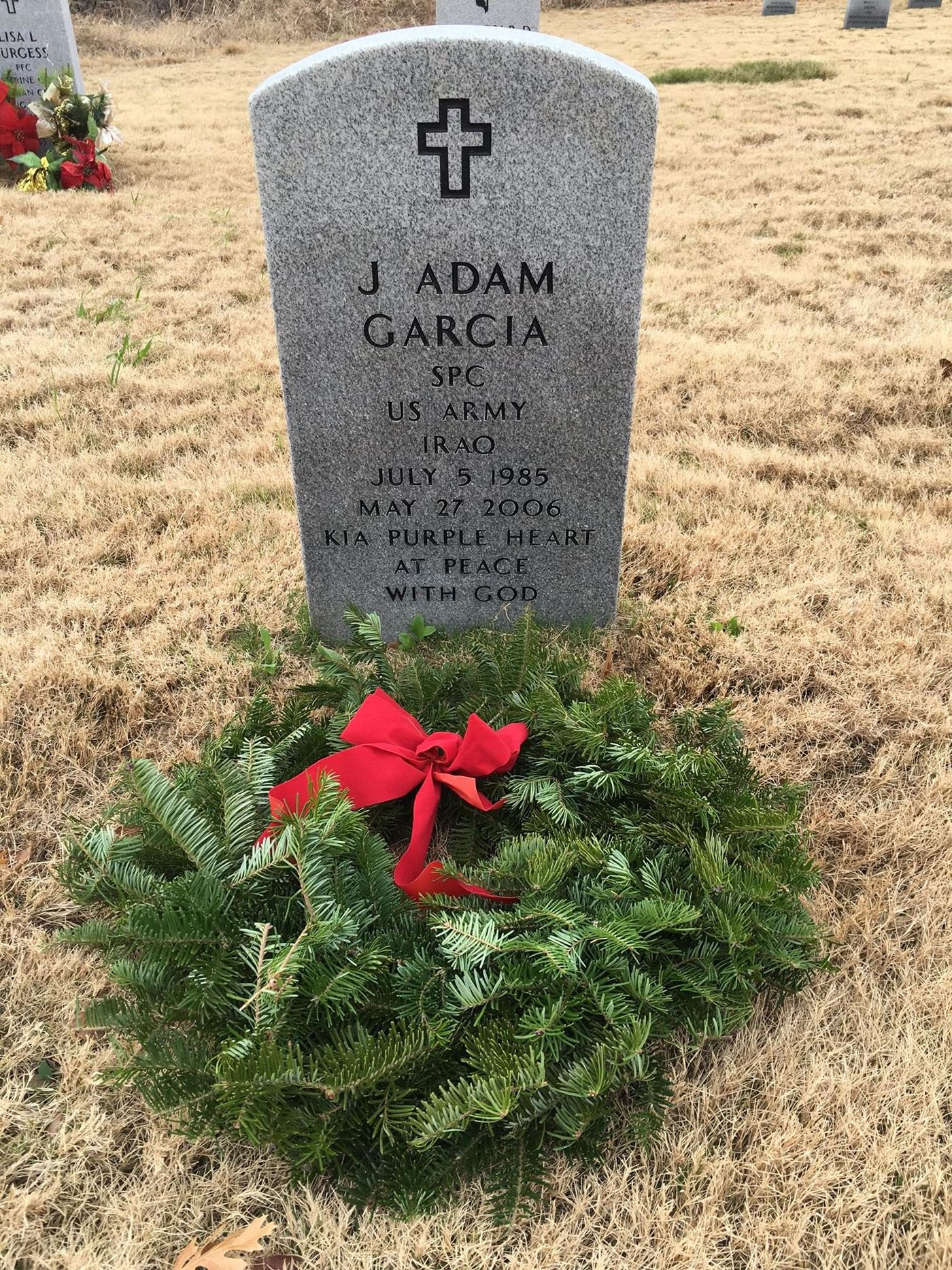 The grave of Adam Garcia, mortally wounded in Iraq. His mother Cynthia Garcia is a member of NBC 5/Telemundo 39 Veteran's Network.