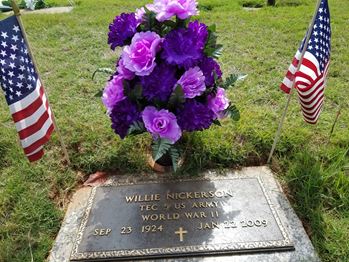 <i class="material-icons" data-template="memories-icon">stars</i><br/>WILLIE NICKERSON<br/><div class='remember-wall-long-description'>Deacon/ Mr. Willie Nickerson
TEC 5 US ARMY
WORLD WAR II 
Sep 23,1924-Jan 22,2009  
We love and miss you, Daddy.
Continue to rest in peace, Your loving family.</div><a class='btn btn-primary btn-sm mt-2 remember-wall-toggle-long-description' onclick='initRememberWallToggleLongDescriptionBtn(this)'>Learn more</a>
