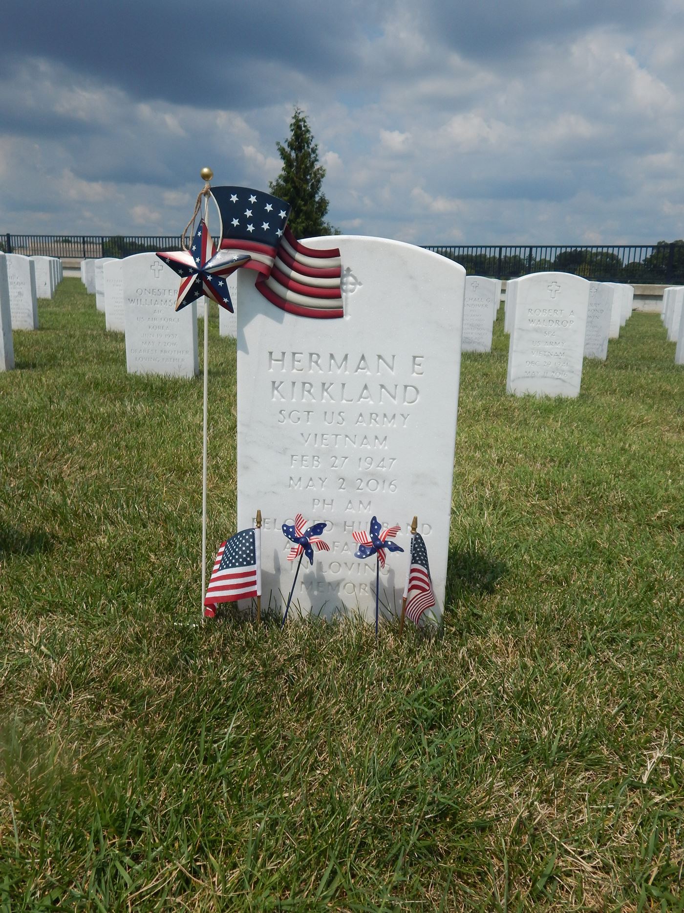 <i class="material-icons" data-template="memories-icon">chat_bubble</i><br/>Herman Kirkland<br/><div class='remember-wall-long-description'>To our loving brother, Sgt. Herman E. Kirkland, who not only served his country to defend and protect our freedom, giving us the right to live our lives in peace and in the ways we choose, but who gave his total devoted love and affection for his immediate and to both of his married families. We love and miss you dearly.</div><a class='btn btn-primary btn-sm mt-2 remember-wall-toggle-long-description' onclick='initRememberWallToggleLongDescriptionBtn(this)'>Learn more</a>