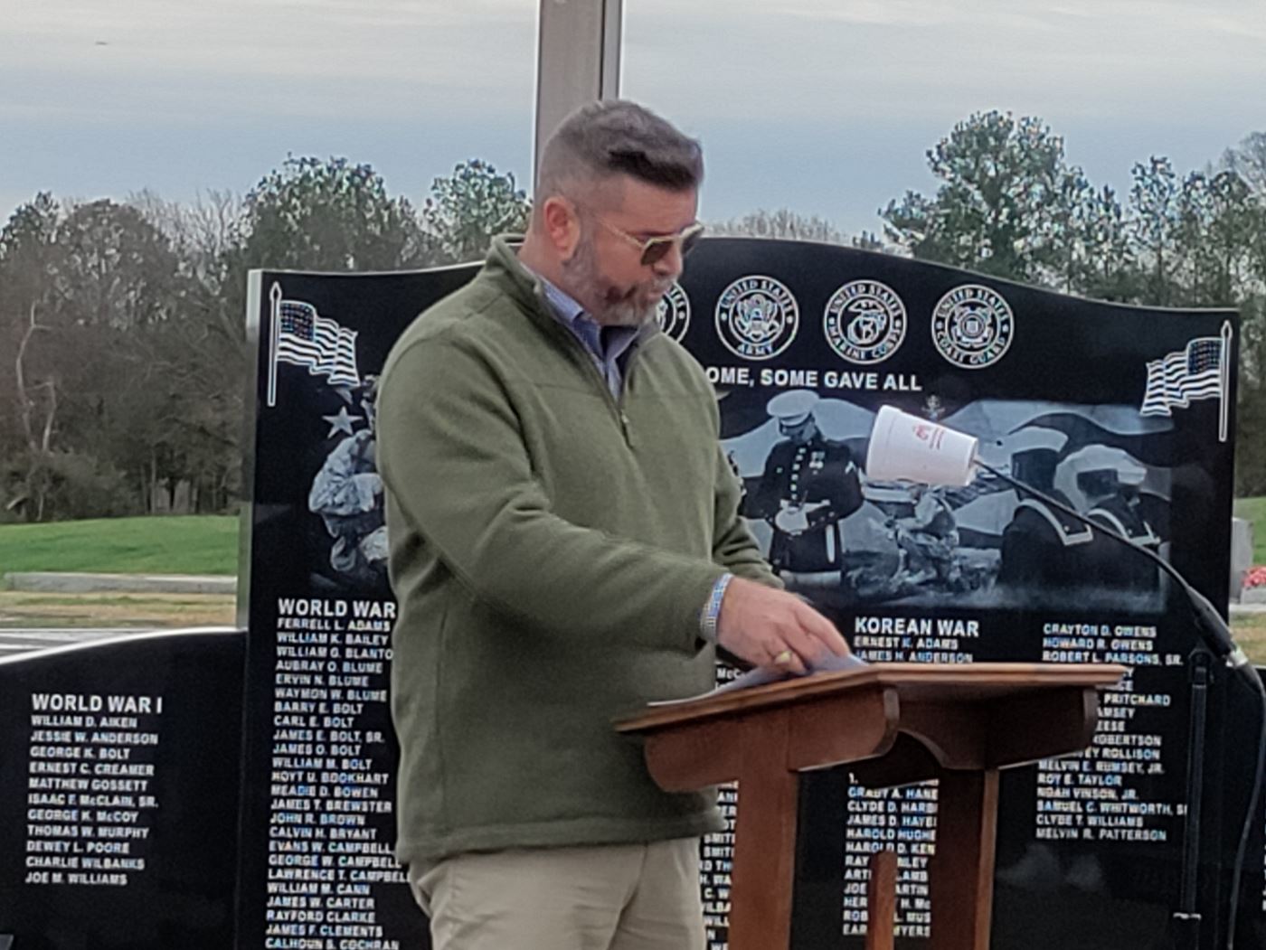 A local Anderson County Deputy who was also a Marine.&nbsp; When it came time to dedicate the MIA/POW Wreath the script moved him to tears.&nbsp;