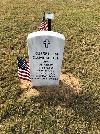 <i class="material-icons" data-template="memories-icon">account_balance</i><br/>Russell M  Campbell II, Army<br/><div class='remember-wall-long-description'>
  In memory of my brother Russell M Campbell II. You are loved and missed by many!</div><a class='btn btn-primary btn-sm mt-2 remember-wall-toggle-long-description' onclick='initRememberWallToggleLongDescriptionBtn(this)'>Learn more</a>