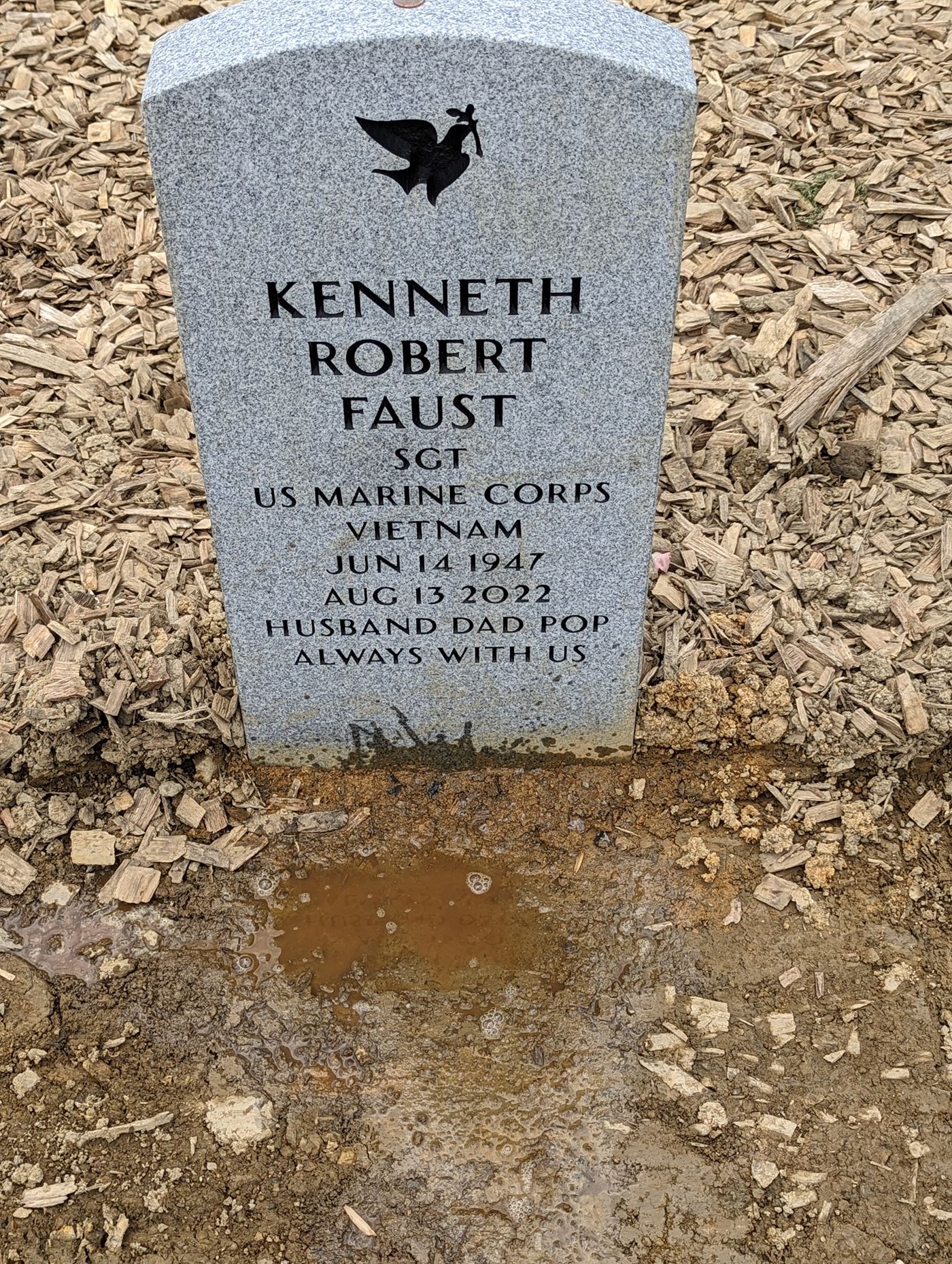 <i class="material-icons" data-template="memories-icon">stars</i><br/>Kenneth  Faust , Marine Corps<br/><div class='remember-wall-long-description'>You are Always with Us! We love and miss you dearly and are
so honored and blessed for everything you did for us and this country!
 Your loving family,
 Karen, Kristie, Kourtnie, Matt, Tyler, Heather, Jayden & Emily</div><a class='btn btn-primary btn-sm mt-2 remember-wall-toggle-long-description' onclick='initRememberWallToggleLongDescriptionBtn(this)'>Learn more</a>