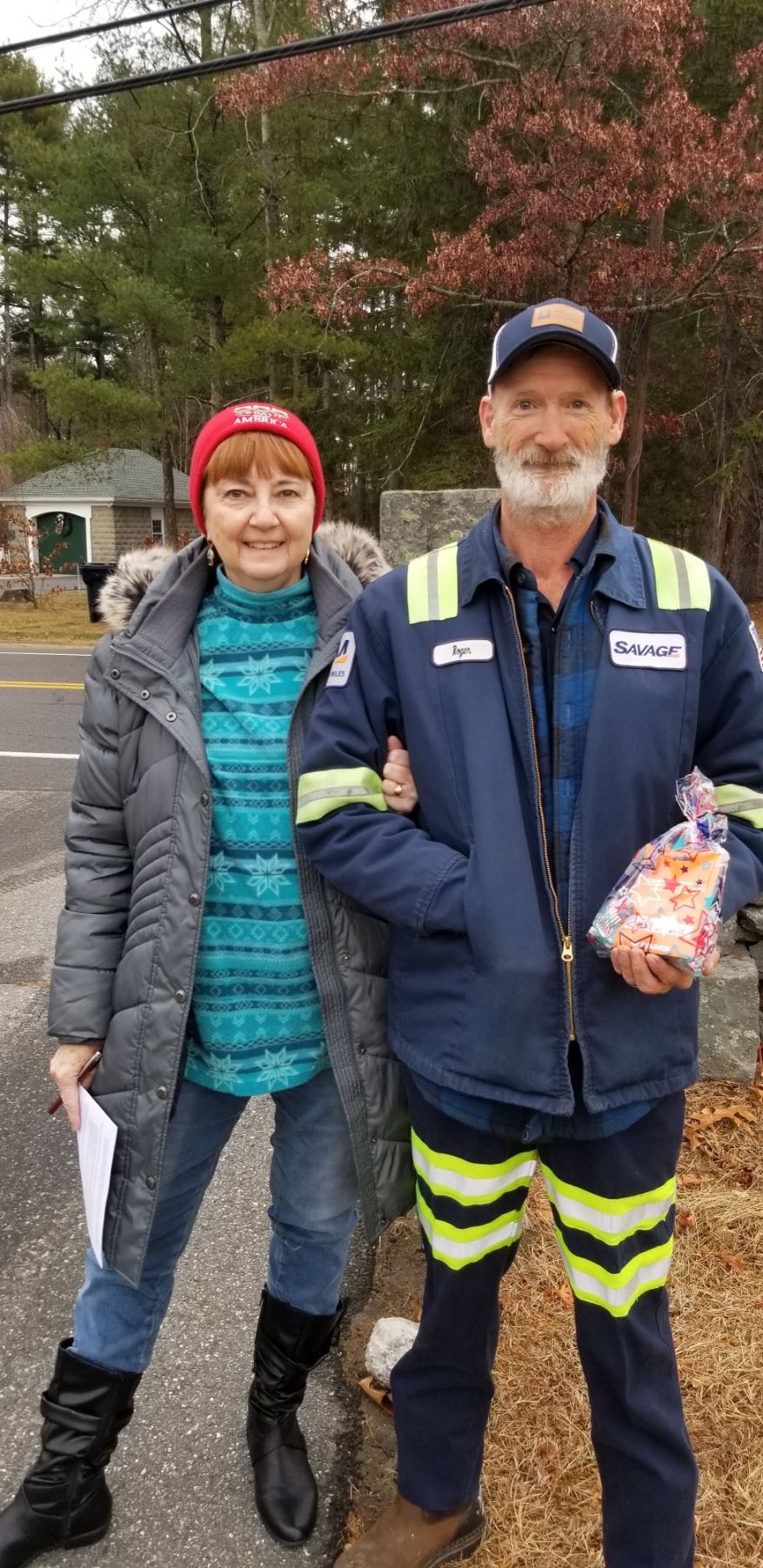 Joanne Soucy (Location Coordinator) and Roger Harmon (Truck Driver for Savage)<br>