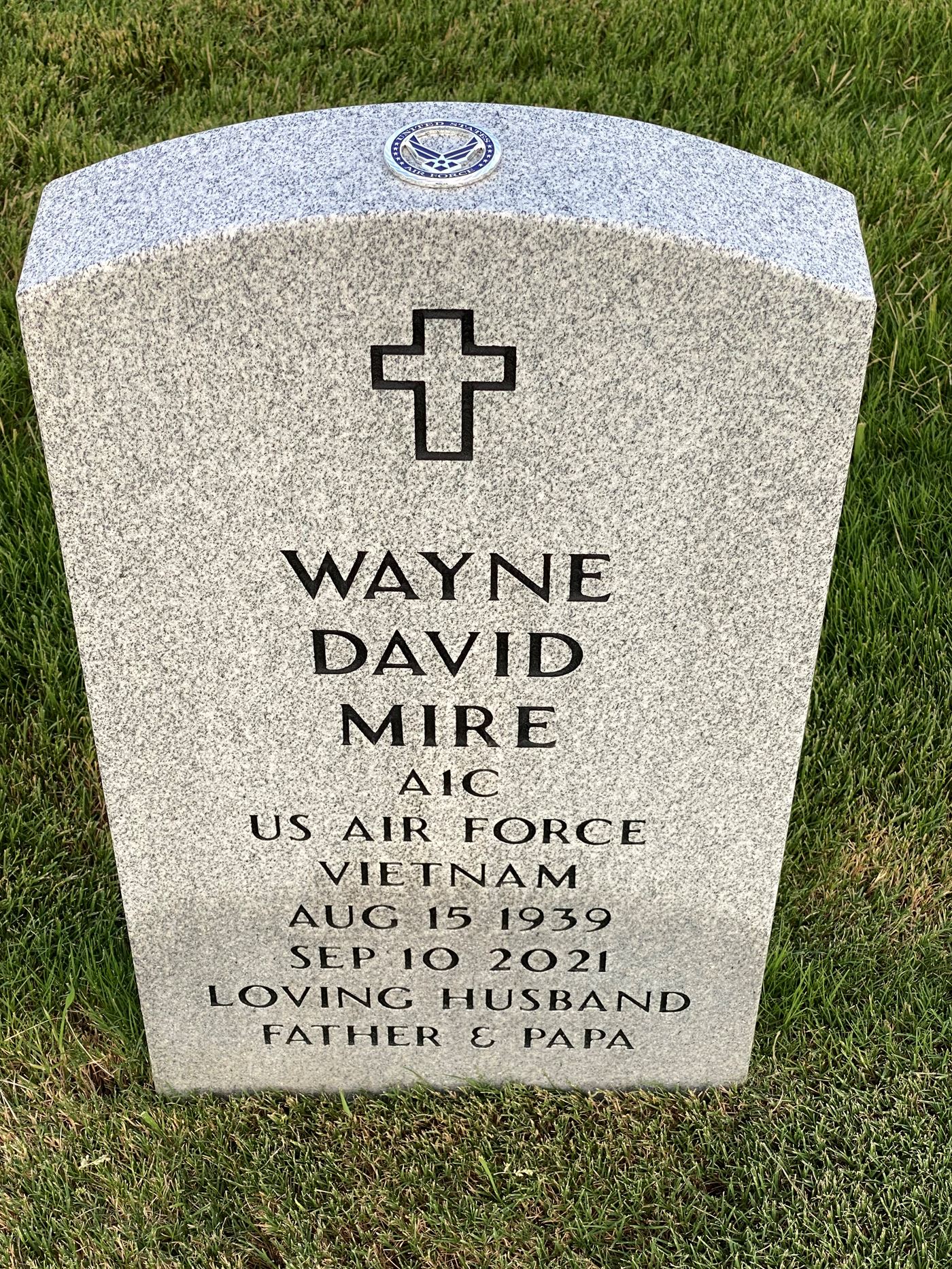 <i class="material-icons" data-template="memories-icon">message</i><br/>Wayne Mire, Air Force<br/><div class='remember-wall-long-description'>Miss you Dad</div><a class='btn btn-primary btn-sm mt-2 remember-wall-toggle-long-description' onclick='initRememberWallToggleLongDescriptionBtn(this)'>Learn more</a>