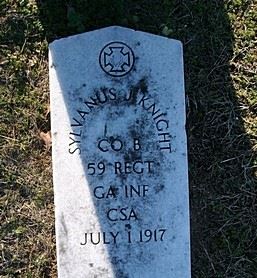 <i class="material-icons" data-template="memories-icon">chat_bubble</i><br/>Sylvanus Jasper Knight<br/><div class='remember-wall-long-description'>Sylvanus Jasper Knight - Private - Co. B, 59th Regiment, GA Infantry - Confederate States of America - November 18, 1842 - July 1, 1917  -  

Enlisted as a Private in Co. A, 2nd Regiment, 1st GA Brigade, GA State Troops on October 12, 1861. He mustered out in 1862 and enlisted as a private in Co. B, 59th Regiment, GA Infantry, May 8, 1862. He was wounded in his right thigh and permanently disabled.</div><a class='btn btn-primary btn-sm mt-2 remember-wall-toggle-long-description' onclick='initRememberWallToggleLongDescriptionBtn(this)'>Learn more</a>