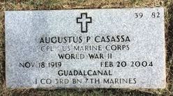 <i class="material-icons" data-template="memories-icon">account_balance</i><br/>Augustus P. "Gus" Casassa, Marine Corps<br/><div class='remember-wall-long-description'>To my Father-in-Law Gus Casassa - husband, father and above all, a proud Marine. Thank you for your service.</div><a class='btn btn-primary btn-sm mt-2 remember-wall-toggle-long-description' onclick='initRememberWallToggleLongDescriptionBtn(this)'>Learn more</a>