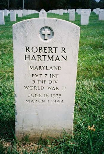 <i class="material-icons" data-template="memories-icon">account_balance</i><br/>Robert Hartman, Army<br/><div class='remember-wall-long-description'>Remembering my uncle, Private Robert R. Hartman, who gave his life in Anzio, Roma, Italy during WWII for our country at the age of 18. You are always in our hearts even though we never got to know you personally. Your sister, Dawn, at age 88, keeps your memory alive.</div><a class='btn btn-primary btn-sm mt-2 remember-wall-toggle-long-description' onclick='initRememberWallToggleLongDescriptionBtn(this)'>Learn more</a>