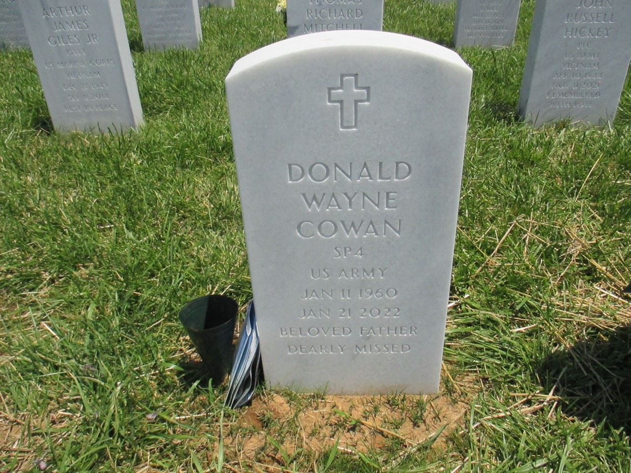 <i class="material-icons" data-template="memories-icon">account_balance</i><br/>Donald Cowan, Army<br/><div class='remember-wall-long-description'>We love you and miss you so much Dad.

Love always, your girls</div><a class='btn btn-primary btn-sm mt-2 remember-wall-toggle-long-description' onclick='initRememberWallToggleLongDescriptionBtn(this)'>Learn more</a>