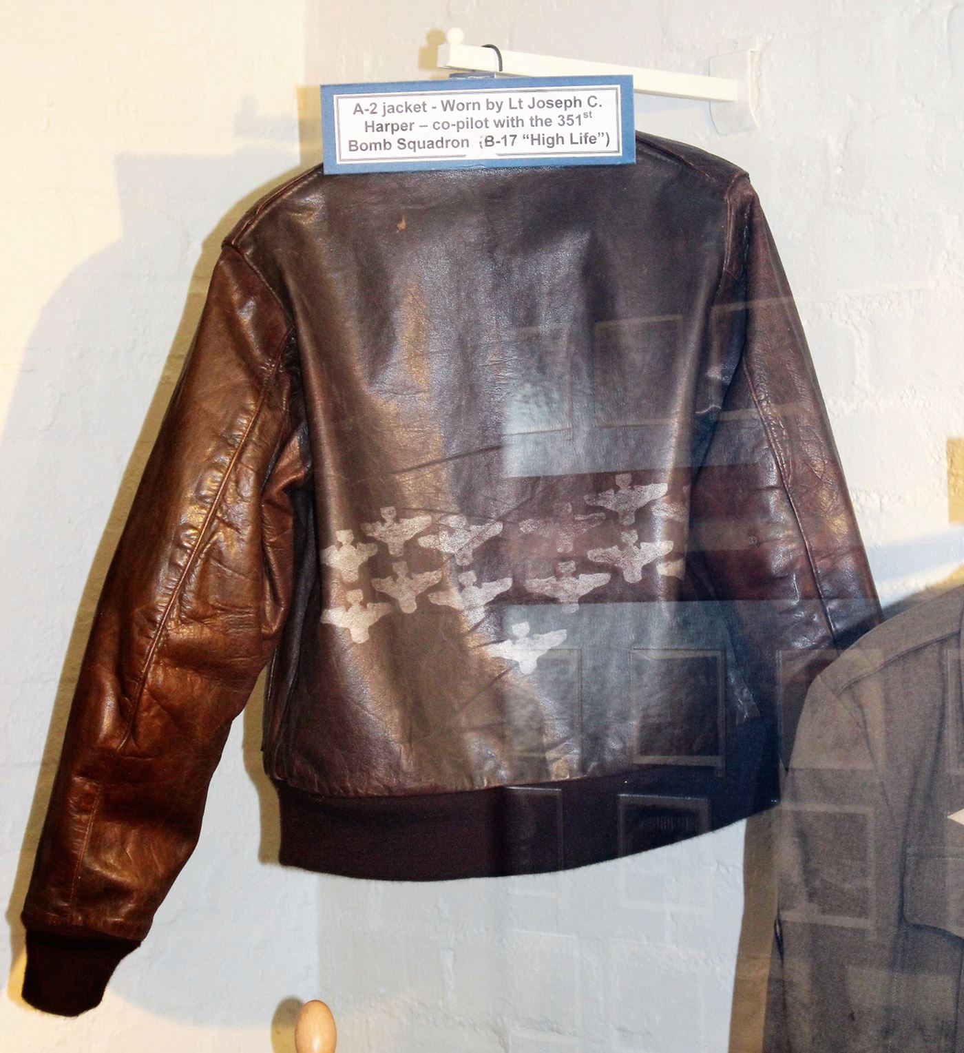 Maj. Joe Harper's flight jacket is on display at the Thorps Abbot Museum in England.