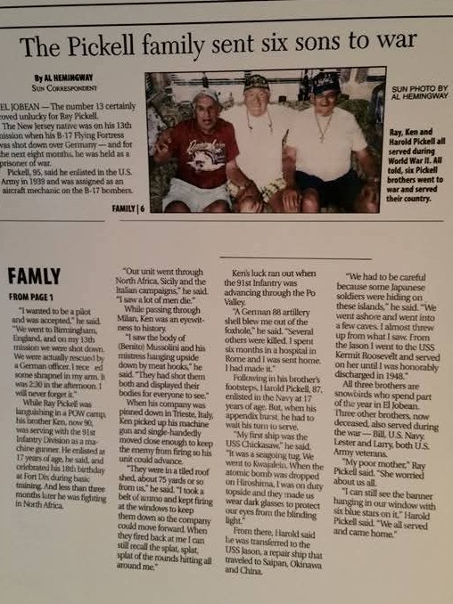 <i class="material-icons" data-template="memories-icon">chat_bubble</i><br/>Kenneth H. Pickell, Army, Private<br/>Posted by: Rosanne H. Pickell<br/><div class='remember-wall-long-description'>Thank you to my father, Kenneth Pickell, and his brothers for their service. All gone now but not forgotten!</div><a class='btn btn-primary btn-sm mt-2 remember-wall-toggle-long-description' onclick='initRememberWallToggleLongDescriptionBtn(this)'>Learn more</a>