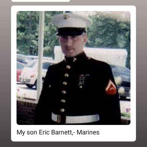 <i class="material-icons" data-template="memories-icon">chat_bubble</i><br/>Eric Barnett, Marine Corps, <br/>Posted by: Gloria Harris<br/><div class='remember-wall-long-description'>Thank you for your service, so proud to be your mom</div><a class='btn btn-primary btn-sm mt-2 remember-wall-toggle-long-description' onclick='initRememberWallToggleLongDescriptionBtn(this)'>Learn more</a>