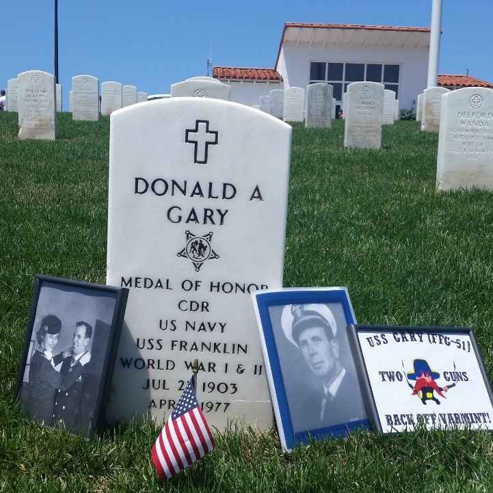 <i class="material-icons" data-template="memories-icon">chat_bubble</i><br/>Donald A Gary, Navy, Commander <br/>Born 7/3/1903<br/>Passed on 4/9/1977<br/>Posted by: Barbara Channell<br/><div class='remember-wall-long-description'>World War II Medal of Honor Recipient. He received the award from President Harry S. Truman at the White House on January 23, 1946 for his actions as a lieutenant junior grade aboard the Naval aircraft carrier USS Franklin in the Seto Inland Sea near Kobe, Japan on March 19, 1945. He enlisted in the US Navy in December 1919 and served continuously in the enlisted ranks until November 1943, when he received a commission as a lieutenant, junior grade. He was then assigned to the Third Naval District and as an inspector of machinery at the Babcock and Wilcox and in December 1944, he was assigned to the Navy aircraft carrier USS Franklin as an engineering officer. On March 19, 1945 the USS Franklin was severely damaged by a Japanese air attack when he discovered there were 300 men trapped in a blackened mess compartment and, finding an exit, he kept returning to lead groups out of harm's way. He later organized and led firefighting parties to battle the inferno on the hangar deck and entered number three fireroom to raise steam in one of the boilers, braving extreme hazards in so doing. Following the war, he remained with the USS Franklin until it was decommissioned in 1947. He then took a post with the Naval Disciplinary Barracks at Terminal Island, California, where he served until his retirement at the rank of commander in June 1950. In 1983 the guided missile frigate USS Gary was named in honor. His Medal of Honor citation reads: "For conspicuous gallantry and intrepidity at the risk of his life above and beyond the call of duty as an Engineering Officer attached to the U.S.S. Franklin when that vessel was fiercely attacked by enemy aircraft during the operations against the Japanese Home Islands near Kobe, Japan, March 19, 1945. Stationed on the third deck when the ship was rocked by a series of violent explosions set off in her own ready bombs, rockets and ammunition by the hostile attack, Lieutenant Gary unhesitatingly risked his life to assist several hundred me</div><a class='btn btn-primary btn-sm mt-2 remember-wall-toggle-long-description' onclick='initRememberWallToggleLongDescriptionBtn(this)'>Learn more</a>