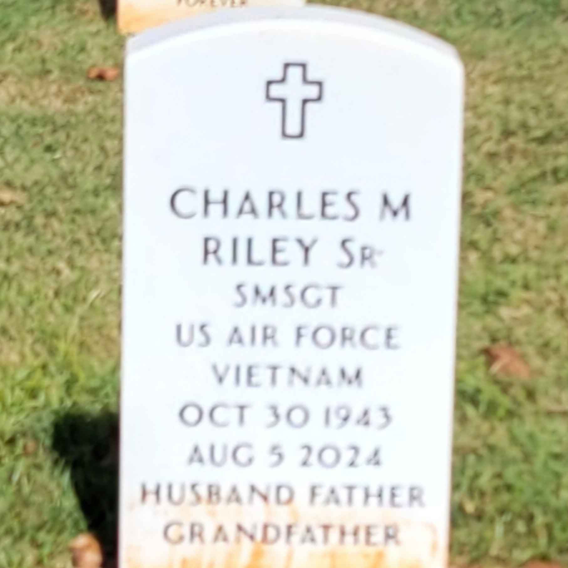 <i class="material-icons" data-template="memories-icon">chat_bubble</i><br/>Charles M Riley Sr, SMSGT<br/>Born 10/30/1943<br/>Passed on 8/5/2024<br/>Posted by: Annie, Mike, Nancy, Somi, & Brian<br/><div class='remember-wall-long-description'>We miss you</div><a class='btn btn-primary btn-sm mt-2 remember-wall-toggle-long-description' onclick='initRememberWallToggleLongDescriptionBtn(this)'>Learn more</a>