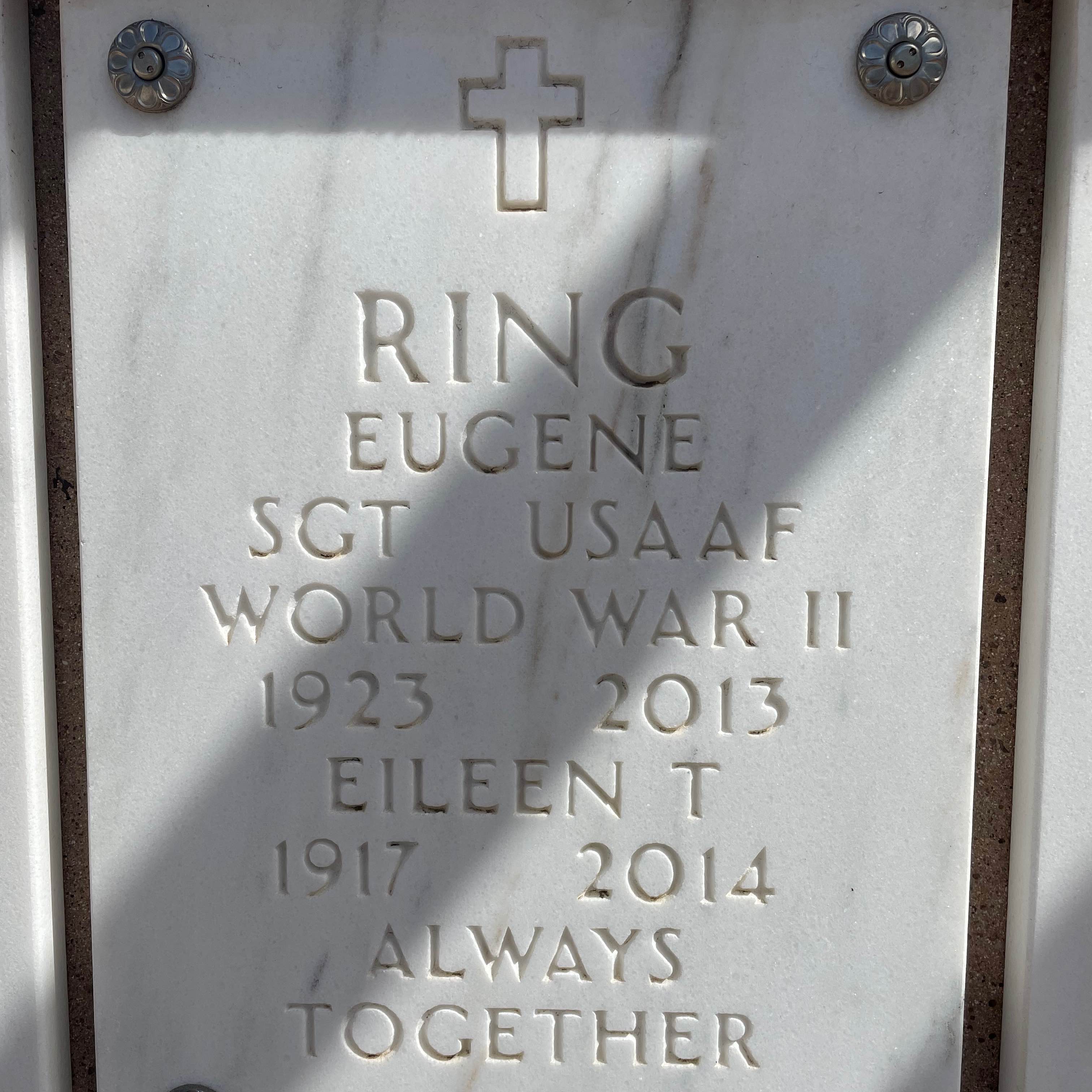 <i class="material-icons" data-template="memories-icon">chat_bubble</i><br/>SGT Eugene Ring, Air Force, SGT<br/>Posted by: Bob and Erica Sander<br/><div class='remember-wall-long-description'>Thank you for your dedication and service to honoring our country.</div><a class='btn btn-primary btn-sm mt-2 remember-wall-toggle-long-description' onclick='initRememberWallToggleLongDescriptionBtn(this)'>Learn more</a>