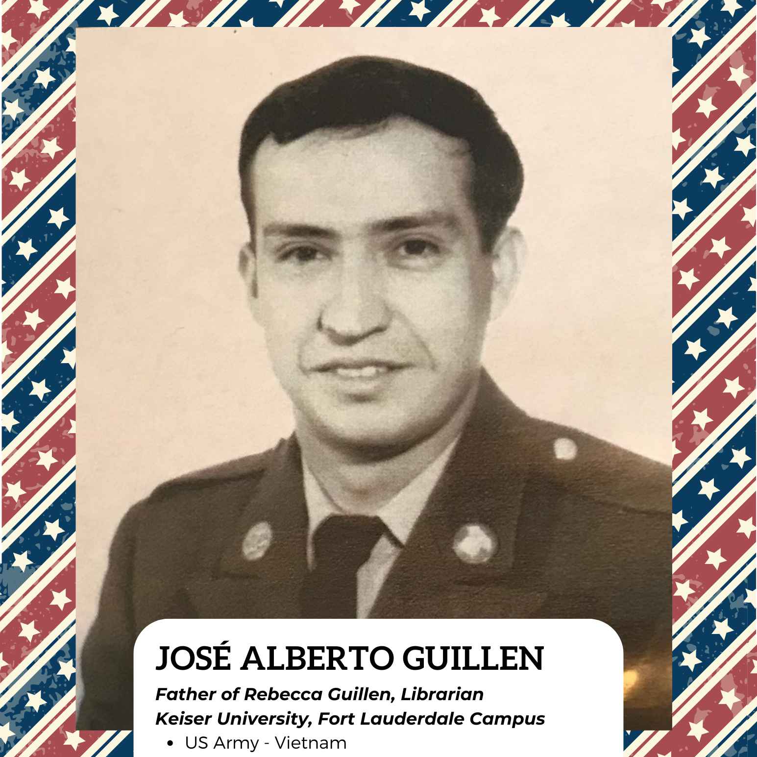 <i class="material-icons" data-template="memories-icon">chat_bubble</i><br/>Jose Alberto Guillen, Army, <br/>Posted by: Rebecca Rodriguez<br/><div class='remember-wall-long-description'>We miss you so much dad! We love you! Happy holidays to all the veterans and their families.</div><a class='btn btn-primary btn-sm mt-2 remember-wall-toggle-long-description' onclick='initRememberWallToggleLongDescriptionBtn(this)'>Learn more</a>
