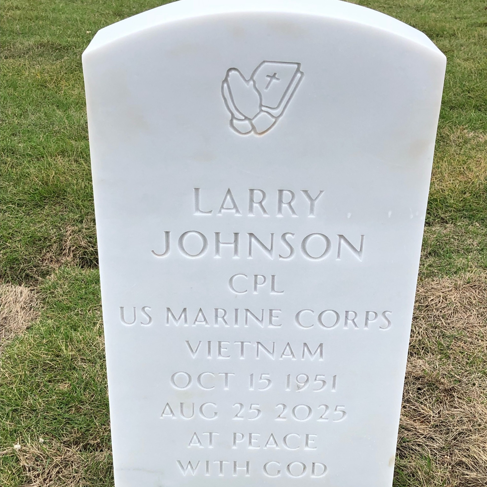 <i class="material-icons" data-template="memories-icon">chat_bubble</i><br/>Larry Johnson, Marine Corps, Corporal, Vietnam<br/>Born 10/15/1951<br/>Passed on 8/25/2025<br/>Posted by: Johnson Family<br/><div class='remember-wall-long-description'>"Rest in eternal peace"</div><a class='btn btn-primary btn-sm mt-2 remember-wall-toggle-long-description' onclick='initRememberWallToggleLongDescriptionBtn(this)'>Learn more</a>