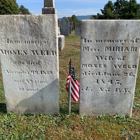 <i class="material-icons" data-template="memories-icon">chat_bubble</i><br/>Moses Weld, Army, Corporal<br/>Posted by: R. D. Gardner<br/><div class='remember-wall-long-description'>Dear GGF - Thank you for your 3-year service in Washington's Continental Army, Massachusetts Line, Colonel Bigelow, Capt Adam Martin's Regiment. I found 15 men in your Regiment who were not listed on the Honor Wall of Sturbridge, MA...the town is rectifying that omission. I have transcribed your Pension File and am sharing your story with the rest of your descendants of "Decent Mediocrity!" We are doing very well. Moses and Miriam Harding Weld of Sturbridge, MA, at rest in Morristown, VT.</div><a class='btn btn-primary btn-sm mt-2 remember-wall-toggle-long-description' onclick='initRememberWallToggleLongDescriptionBtn(this)'>Learn more</a>
