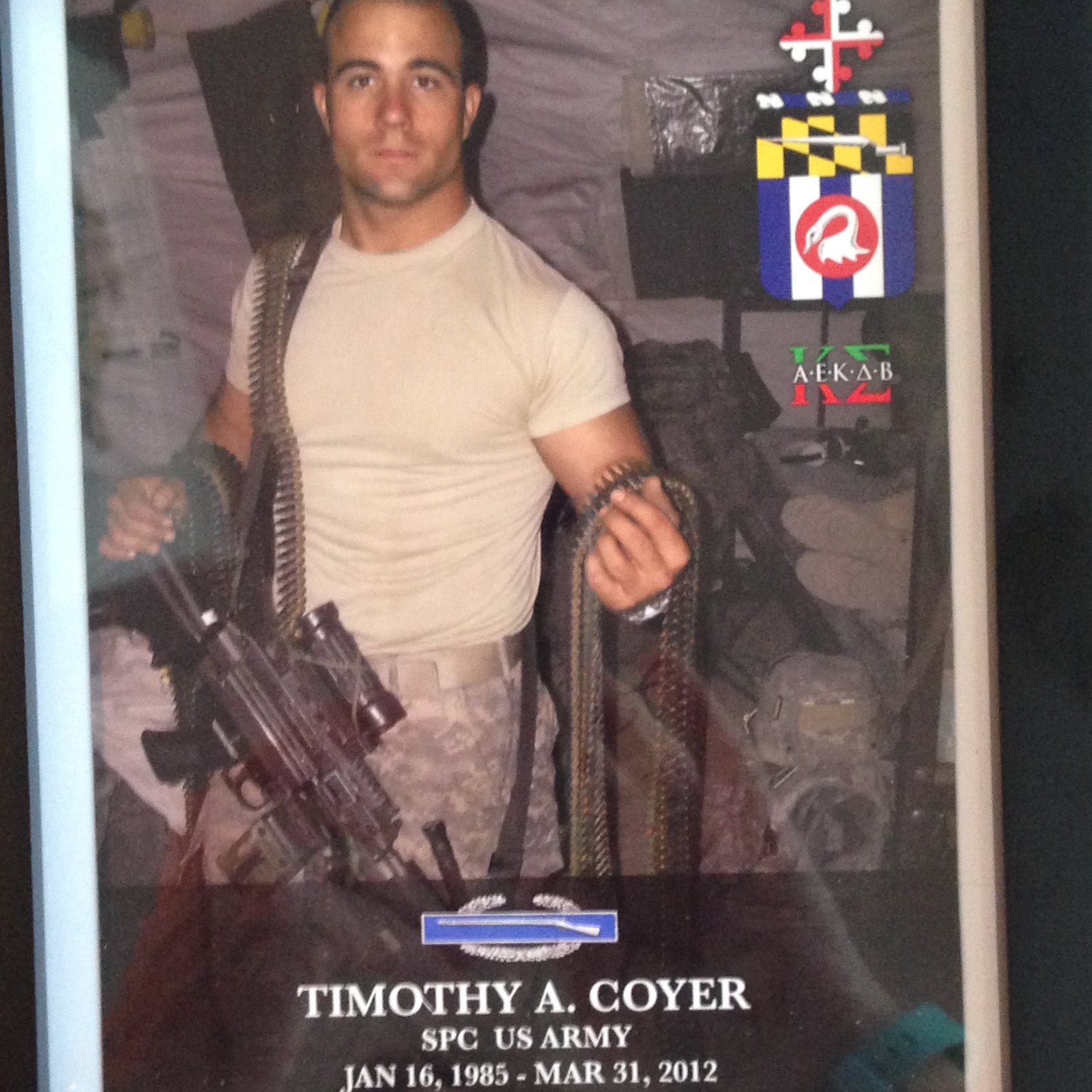 <i class="material-icons" data-template="memories-icon">chat_bubble</i><br/>SPC Timothy Coyer, Army, SPC<br/>Posted by: Mom,Spencer, Parker, Bridget, Andy, Haleigh,Becky, Vince<br/><div class='remember-wall-long-description'>You are missed and remembered everyday</div><a class='btn btn-primary btn-sm mt-2 remember-wall-toggle-long-description' onclick='initRememberWallToggleLongDescriptionBtn(this)'>Learn more</a>